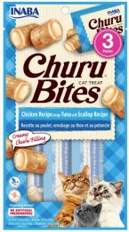 Inaba Churu Bites Cat Treat Chicken Recipe wraps Tuna with Scallop Recipe (size: 3 count)