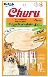 Inaba Churu Chicken and Chicken with Scallop Recipe Variety Creamy Cat Treat (size: 10 count)