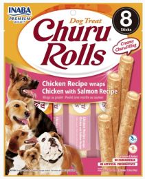 Inaba Churu Rolls Dog Treat Chicken Recipe wraps Chicken with Salmon Recipe (size: 8 count)