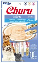 Inaba Churu Tuna and Tuna with Scallop Recipe Variety Creamy Cat Treat (size: 10 count)