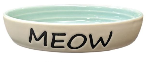 Spot Oval Green Meow Dish 6" (size: 1 Count)