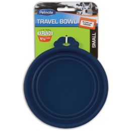 Petmate Round Silicone Travel Pet Bowl Blue (size: Small 1 count)