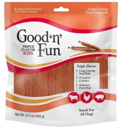 Healthy Hide Good'n' Fun Triple Flavor Ribs Rawhide, Chicken and Pork Hide (size: 12 oz)