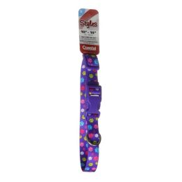 Coastal Pet Attire Nylon Adjustable Collar Paws Print (size: 10"-14" Long x 5/8" Wide)