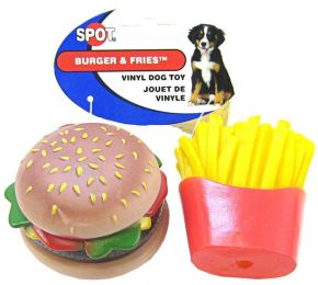 Spot Vinyl Hamburger & Fries Dog Toy (size: 2 Pack)