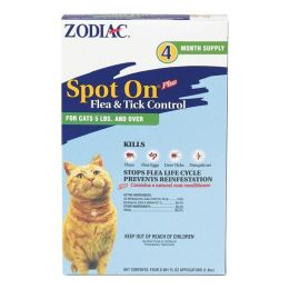 Zodiac Spot on Plus Flea & Tick Control for Cats & Kittens (size: Cats over 5 lbs (4 Pack))