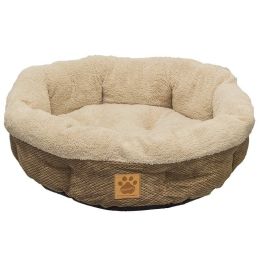 Precision Pet Natural Surroundings Shearling Dog Donut Bed - Coffee (size: 21" Diameter x 5" High)