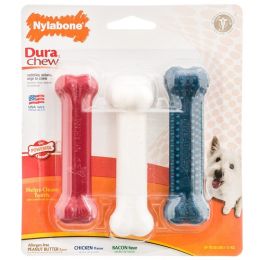 Nylabone Dura Chew Bones - Assorted Flavors (size: 3 Pack - Peanut Butter, Chicken & Bacon Flavors - (Dogs up to 25 lbs))