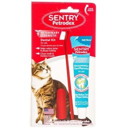 Petrodex Dental Kit for Cats with Enzymatic Toothpaste (size: 2.5 oz Toothpaste - 6" Brush - Finger Brush)