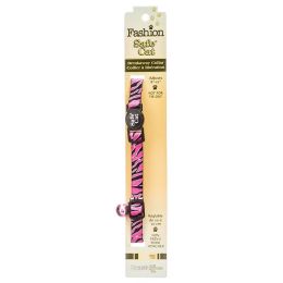 Safe Cat Adjustable Breakaway Cat Collar - Pink Zebra (size: For Necks 8"-12" - (3/8" Wide))