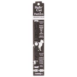 Safe Cat Jeweled Adjustable Breakaway Cat Collar - Black Glitter (size: For Necks 8"-12" - (3/8" Wide))