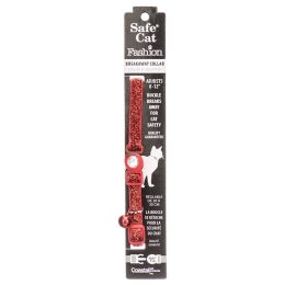 Safe Cat Jeweled Adjustable Breakaway Cat Collar - Red Glitter (size: For Necks 8"-12" - (3/8" Wide))