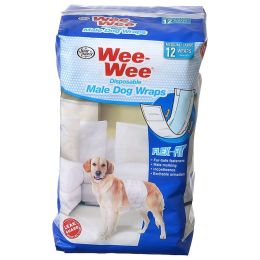Four Paws Wee Wee Disposable Male Dog Wraps (size: Medium/Large - 12 Pack - (Fits Waists 15"-29.5"))