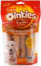 Hartz Oinkies Pig Skin Twists - Peanut Butter Flavor (size: 5" Long (8 Pack))