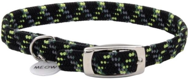 Coastal Pet Elastacat Reflective Safety Collar with Charm Black/Green (size: Small (Neck)