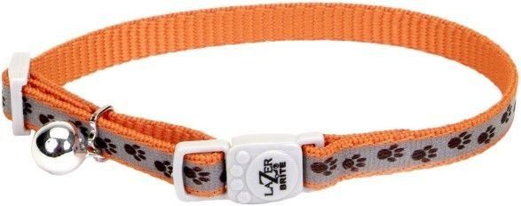 Coastal Pet Lazerbrite Reflective Breakaway Cat Collar Orange Paws (size: 12"L x 3/8"W)