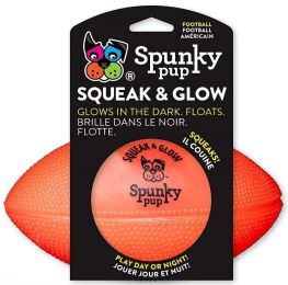 Spunky Pup Squeak and Glow Football Dog Toy Assorted (size: 1 Count)