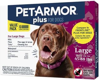 PetArmor Plus Flea and Tick Treatment for Large Dogs (45-88 Pounds) (size: 6 count)