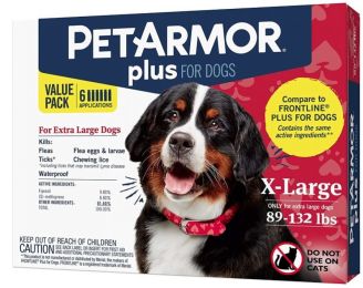 PetArmor Plus Flea and Tick Treatment for X-Large Dogs (89-132 Pounds) (size: 6 count)