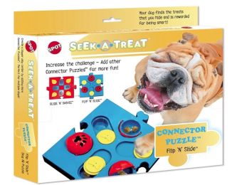 Spot Seek-A-Treat Flip 'N Slide Connector Puzzle Interactive Dog Treat and Toy Puzzle (size: 1 Count)