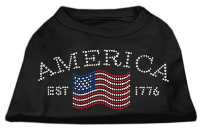 Classic American Rhinestone Shirts (Color: Black, size: XS)