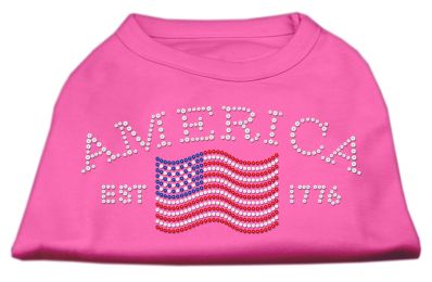 Classic American Rhinestone Shirts (Color: Bright Pink, size: XS)