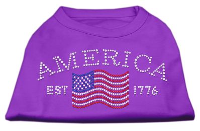 Classic American Rhinestone Shirts (Color: Purple, size: XS)