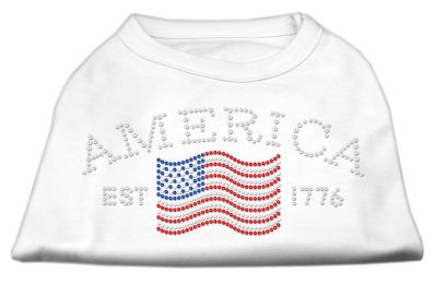 Classic American Rhinestone Shirts (Color: White, size: XS)