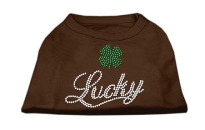 Lucky Rhinestone Shirts (Color: Brown, size: XXL)
