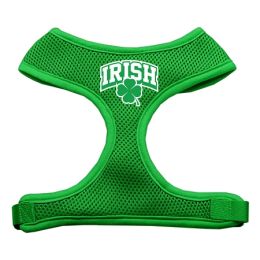 Irish Arch Screen Print Soft Mesh Pet Harness (Color: Emerald Green, size: medium)
