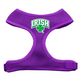 Irish Arch Screen Print Soft Mesh Pet Harness (Color: Purple, size: medium)