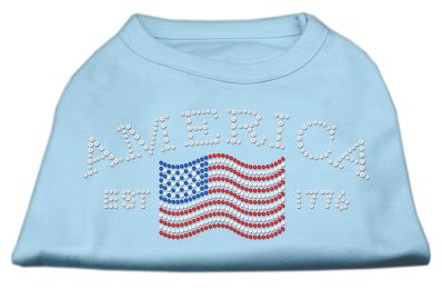 Classic American Rhinestone Shirts (Color: Baby Blue, size: XL)