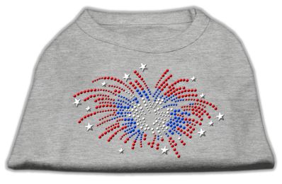 Fireworks Rhinestone Shirt (Color: Grey, size: XL)
