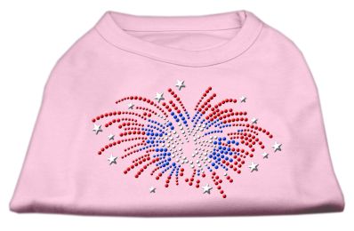 Fireworks Rhinestone Shirt (Color: Light Pink, size: XL)