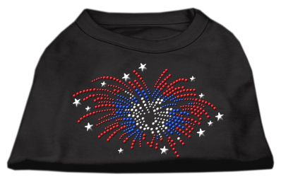Fireworks Rhinestone Shirt (Color: Black, size: M)