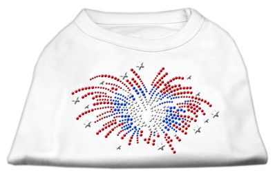 Fireworks Rhinestone Shirt (Color: White, size: M)