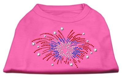 Fireworks Rhinestone Shirt (Color: Bright Pink, size: S)