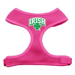 Irish Arch Screen Print Soft Mesh Pet Harness (Color: Pink, size: large)