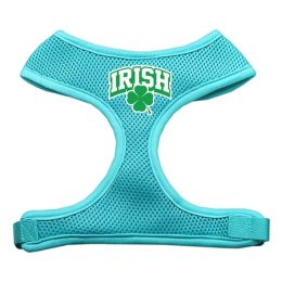 Irish Arch Screen Print Soft Mesh Pet Harness (Color: Aqua, size: large)