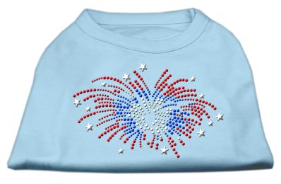 Fireworks Rhinestone Shirt (Color: Baby Blue, size: XXXL)