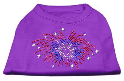 Fireworks Rhinestone Shirt (Color: Purple, size: XXXL)
