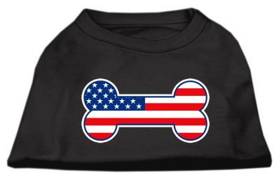 Bone Shaped American Flag Screen Print Shirts (Color: Black, size: XXXL)