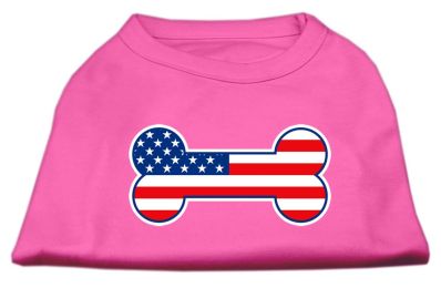 Bone Shaped American Flag Screen Print Shirts (Color: Bright Pink, size: XXXL)