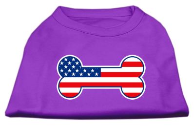 Bone Shaped American Flag Screen Print Shirts (Color: Purple, size: XXXL)