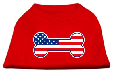 Bone Shaped American Flag Screen Print Shirts (Color: Red, size: XXXL)