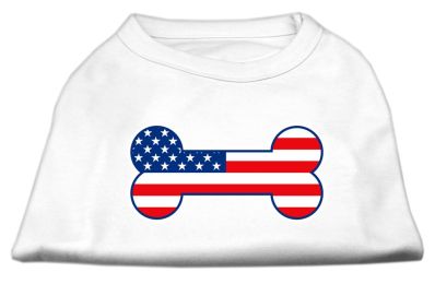 Bone Shaped American Flag Screen Print Shirts (Color: White, size: XXXL)