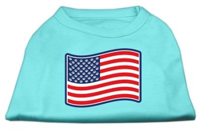 Paws and Stripes Screen Print Shirts (Color: Aqua, size: XXXL)