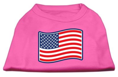 Paws and Stripes Screen Print Shirts (Color: Bright Pink, size: XXXL)