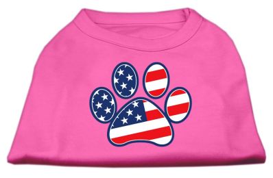 Patriotic Paw Screen Print Shirts (Color: Bright Pink, size: XXXL)