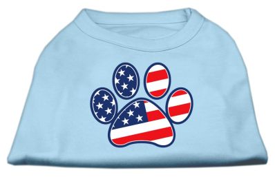Patriotic Paw Screen Print Shirts (Color: Baby Blue, size: XXXL)